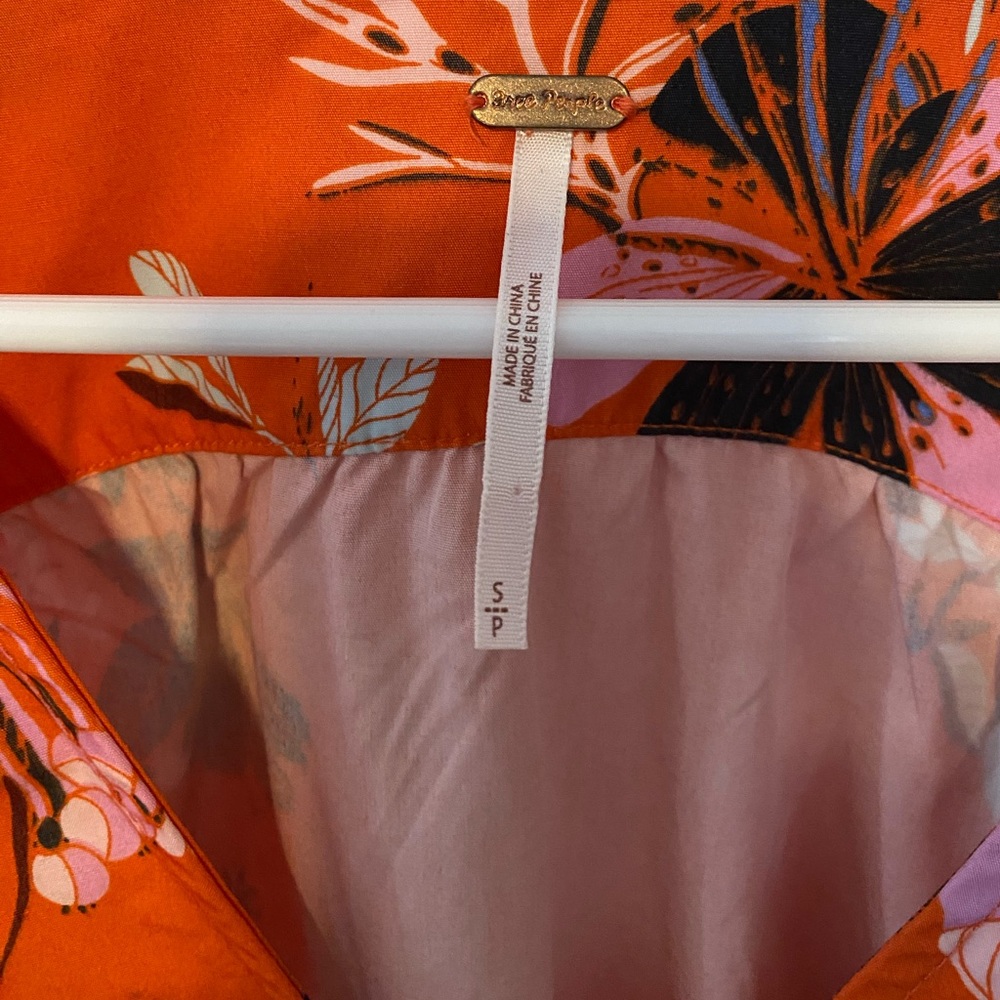 NWOT Free People Lover of Mine Orange Floral Mini Dress Small - Picture 7 of 7